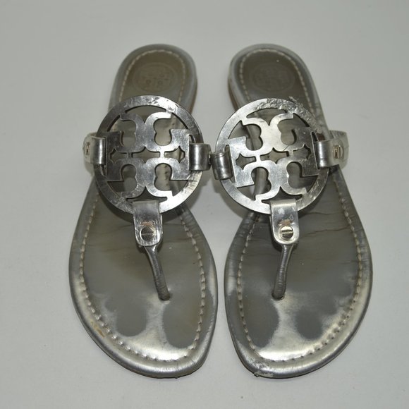 Tory Burch Shoes - Tory Burch Miller Silver Leather Summer Sandals 7